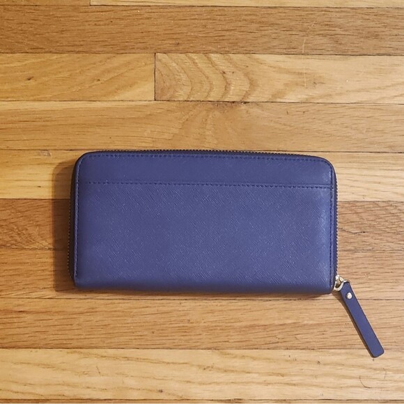 Kate Spade Neda Newbury Lane Navy Blue Zip Around Wallet Gold Hardware WLRU1148 - Picture 7 of 7
